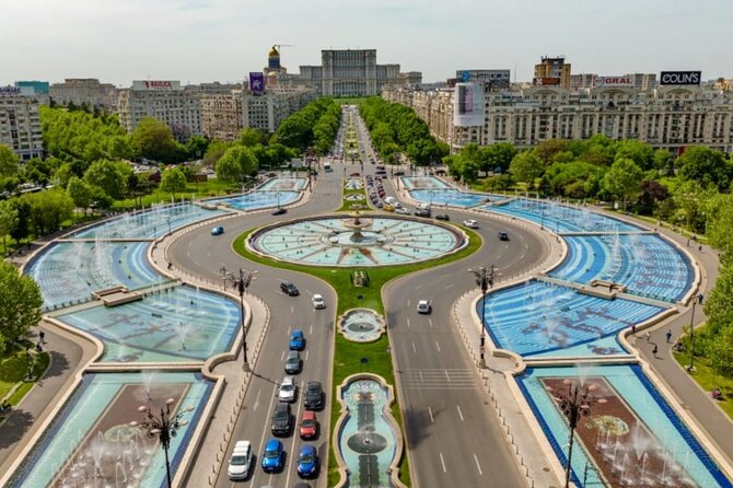 4h Bucharest Panoramic Tour by Car with stops - CEC Palace closes the central route