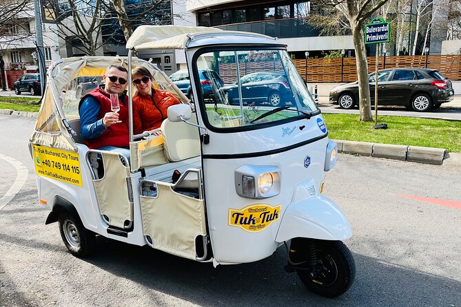Tuk Tuk Bucharest Romantic Tour with miniBAR - Starting beside the National Bank of Romania